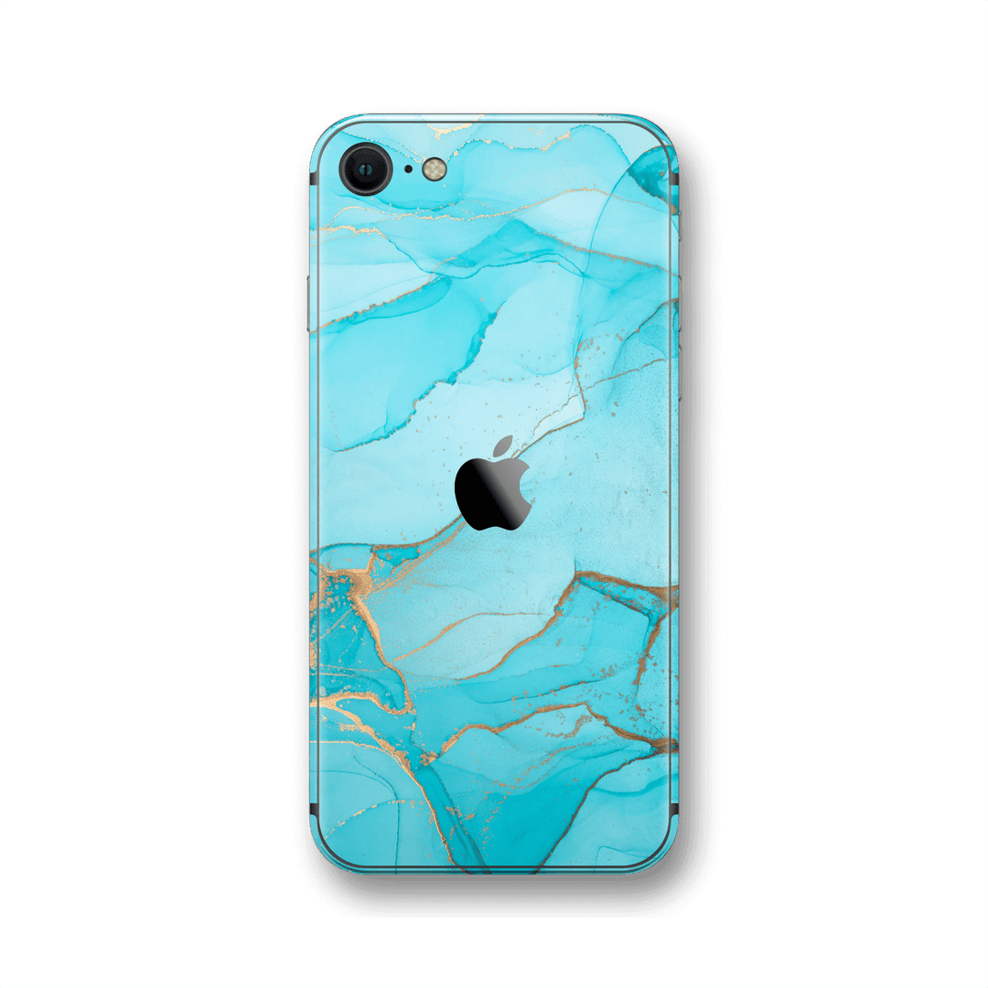 iPhone SE (2020) SIGNATURE AGATE GEODE Aqua-Gold Skin, Wrap, Decal, Protector, Cover by EasySkinz | EasySkinz.com