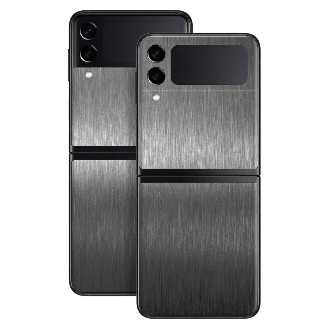 Samsung Galaxy Z Flip 3 Brushed Metal Titanium Metallic Skin Wrap Sticker Decal Cover Protector by EasySkinz | EasySkinz.com